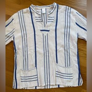Giras brand vintage Greek cotton shirt Blue & White Striped Size large
